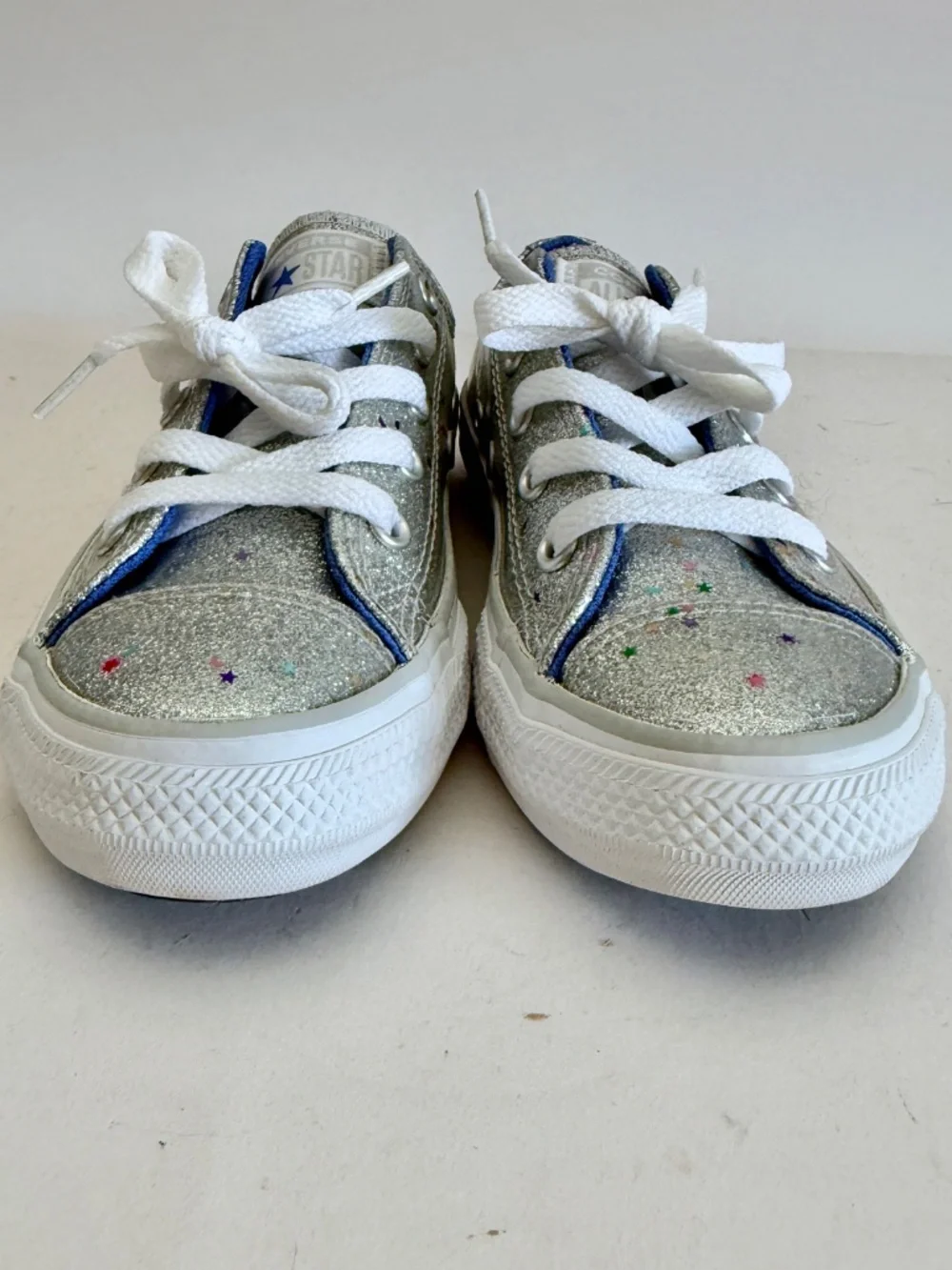New Converse CTAS OX Glitter Sneakers Silver Stars Size 13
